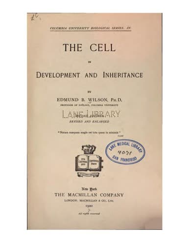 Tapa de The Cell in development and inheritance