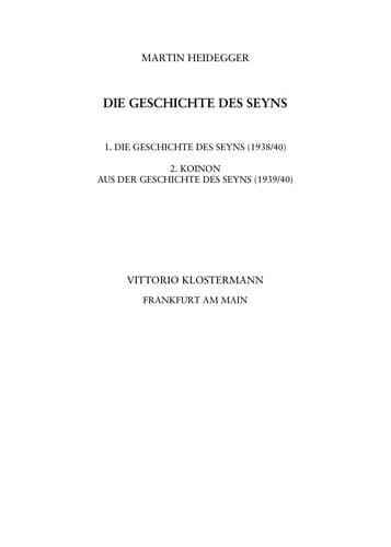 Tapa de Die Geschichte des Seyns
