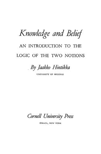 Tapa de Knowledge and Belief (Contemporary Philosophy)