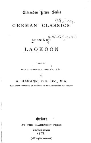Tapa de Lessing's Laokoon