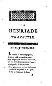 Tapa de La Henriade travestie en vers burlesques