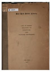 Tapa de List of Works in the New York Public Library Relating to Furniture & Interior Decoration