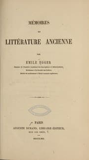 Tapa de Mémoires de littérature ancienne