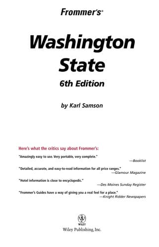 Tapa de Frommer's Washington State