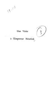 Tapa de Une visite à l'empereur Ménélick