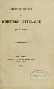 Tapa de Études de critique et d'histoire littéraire