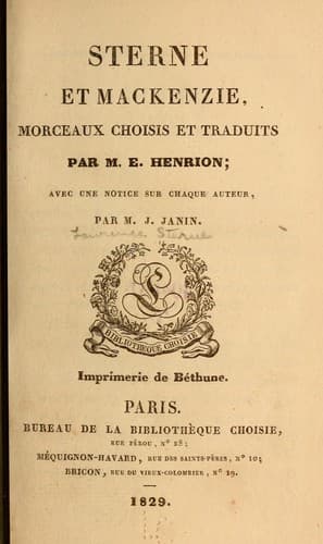 Tapa de Sterne et Mackenzie