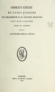 Tapa de Osservazioni di Lvigi Fiacchi svl Decamerone di M. Giovanni Boccaccio