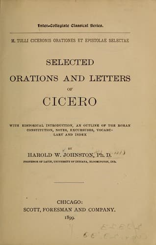 Tapa de Orationes et epistolae selectae