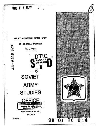 Tapa de Soviet Operational Intelligence In The Kursk Operation