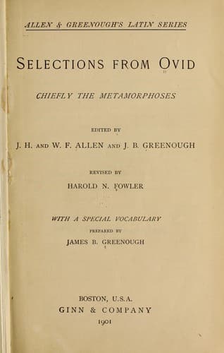 Tapa de Selections from Ovid, chiefly the Metamorphoses
