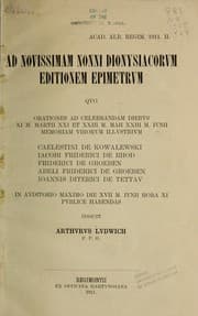 Tapa de Ad novissimam Nonni Dionysiacorum editionem epimetrum