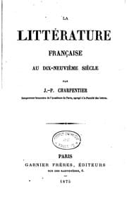 Tapa de La littérature française au dix-neuvième siècle