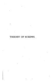 Tapa de The Theory of Screws: A Study in the Dynamics of a Rigid Body