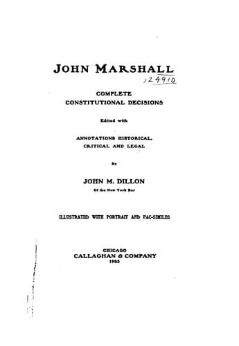 Tapa de John Marshall, complete constitutional decisions