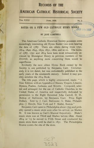 Tapa de Notes on a few old Catholic hymn books