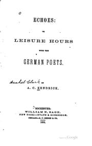 Tapa de Echoes: Or Leisure Hours with the German Poets