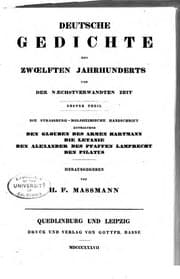 Tapa de Deutsche Gedichte des zwoelften Jahrhunderts und der naechstverwandten Zeit