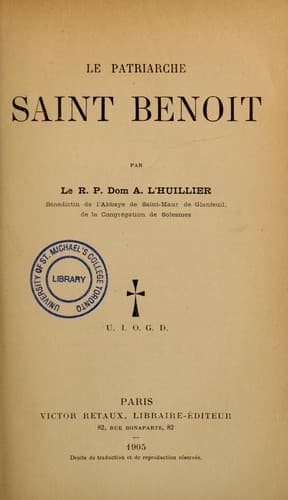 Tapa de Le patriarche Saint Benoit