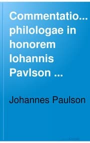 Tapa de Commentationes philologae in honorem Iohannis Paulson scripserunt cultores et amici
