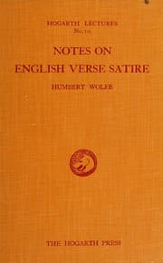 Tapa de Notes on English verse satire
