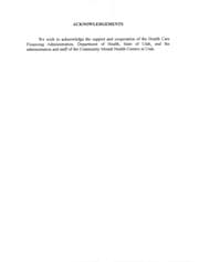 Tapa de Evaluation of the Utah prepaid mental health plan