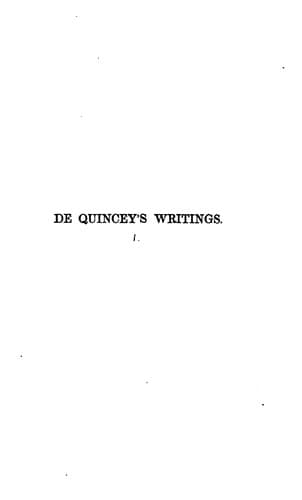 Tapa de De Quincey's Writings