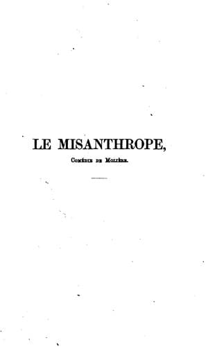 Tapa de Le misanthrope: comédie