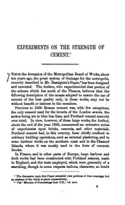 Tapa de Experiments on the strength of cement