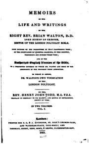Tapa de Memoirs of the Life and Writings of the Right Rev. Brian Walton, D.D., Lord ..