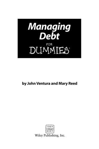 Tapa de Managing Debt For Dummies