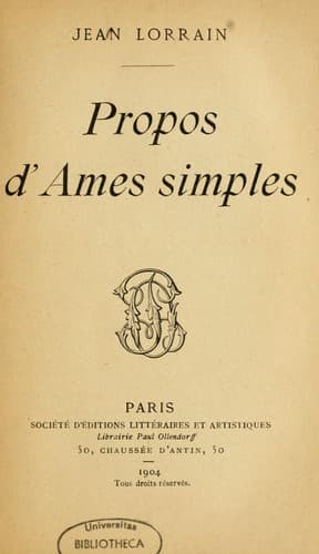 Tapa de Propos d'âmes simples