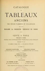 Tapa de Catalogue de tableaux anciens des écoles flamande et hollandaise de feu Madame la Marquise Théodule de Rodes