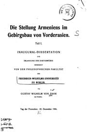 Tapa de Die Stellung Armeniens im Gebirgsbau von Vorderasien: Teil I
