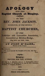 Tapa de An apology for the Baptist Church at Bingley