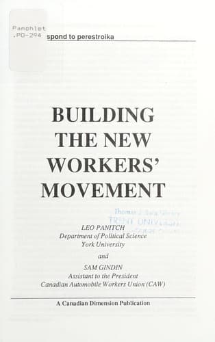 Tapa de Building the new workers' movement