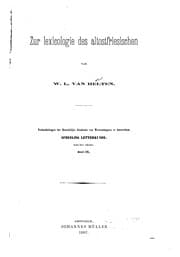 Tapa de Zur Lexicologie des Altostfriesischen