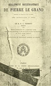 Tapa de Règlement ecclésiastique