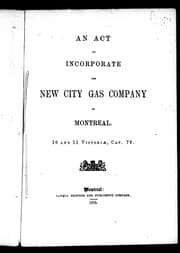 Tapa de An Act to Incorporate the New City Gas Company of Montreal