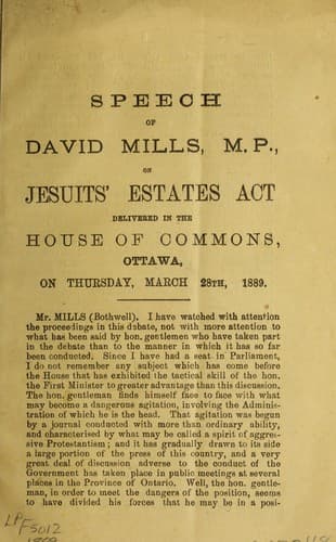Tapa de Speech on Jesuit's Estates Act