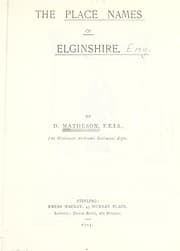 Tapa de The place names of Elginshire