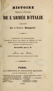 Tapa de Histoire régimentaire et divisionnaire de l'armée d'Italie, commandée par le général Bonaparte