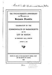 Tapa de The two-hundredth anniversary of the birth of Benjamin Franklin