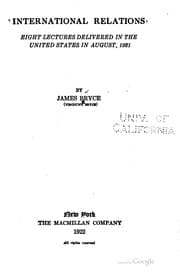 Tapa de International relations; eight lectures delivered in the United States in August, 1921