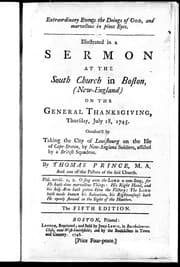Tapa de Extraordinary events the doings of God, and marvellous in pious eyes, illustrated in a sermon at the South Church in Boston (New-England) on the general thanksgiving, Thursday, July 18, 1745
