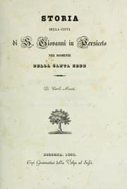 Tapa de Storia della città di S. Giovanni in Persiceto nei dominii della Santa Sede
