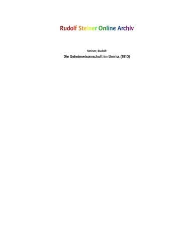 Tapa de Die Geheimwissenschaft im Umriss
