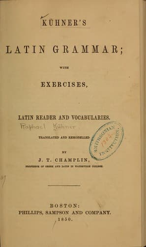 Tapa de Kühner's Latin grammar