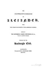 Tapa de The alliterative romance of Alexander