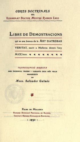 Tapa de Obres de Ramon Lull